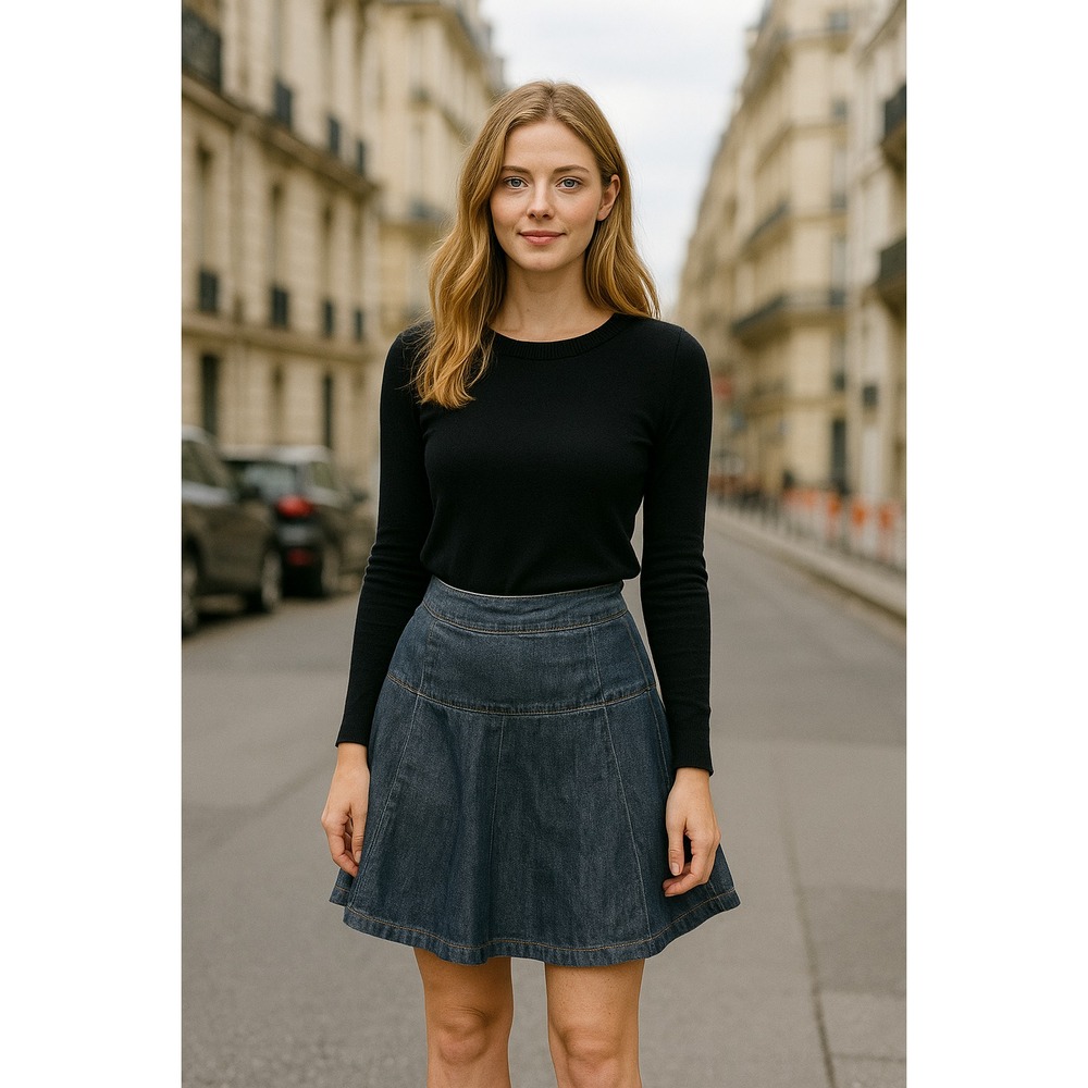 UNITED COLORS OF BENETTON Women's Classic Denim Flared Mini Skirt Size 42